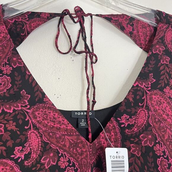 Torrid Tea Length Clip Dot Open Back A-Line Dress Tiered Paisley 2X New - Picture 4 of 8